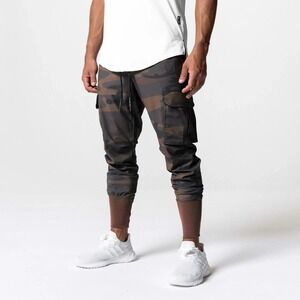 ASRV Tetra-Lite Cargo Joggers Mens Medium Rust Camo High Rib Drawstring Training